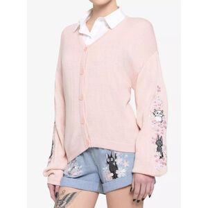 Her universe x Studio Ghibli Kiki's Delivery Service Jiji & Lily Cardigan Pink M